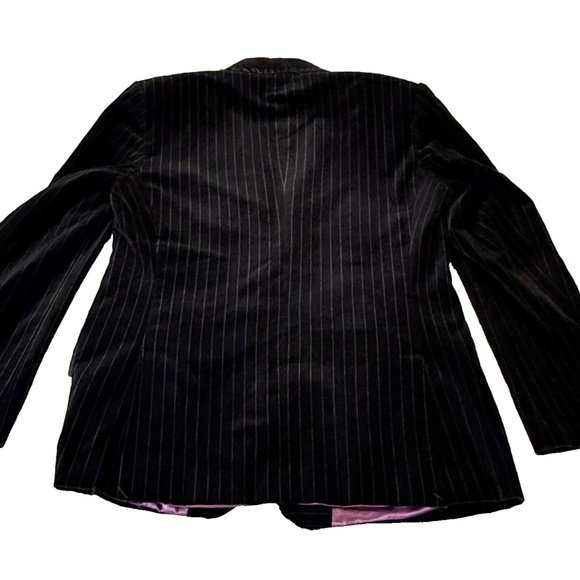 7 Diamonds Men's Vintage Distressed Black Velvet Pinstriped Jacket; Size 42‎ - Picture 7 of 10